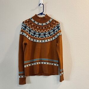 J. Crew Rollneck Lambs Wool Blend Fair Isle Sweater